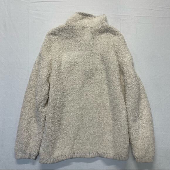 Love Tree Teddy Fleece Pullover Sweatshirt Cream Mock Neck Half-Zip Sherpa Sz M - Picture 3 of 8